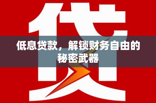 临沭低息贷款，解锁财务自由的秘密武器