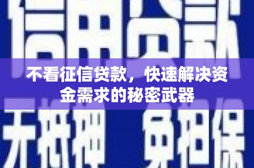 临沭不看征信贷款，快速解决资金需求的秘密武器