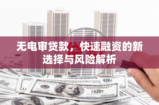 临沭无电审贷款，快速融资的新选择与风险解析