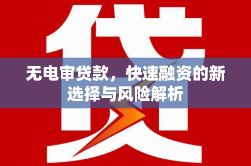 临沭无电审贷款，快速融资的新选择与风险解析