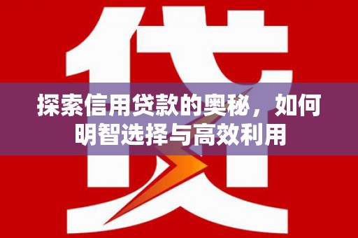 临沭探索信用贷款的奥秘，如何明智选择与高效利用
